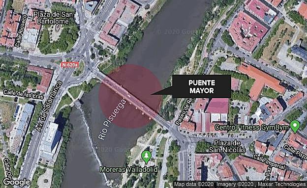 Ubicación del Puente Mayor de Valladolid.