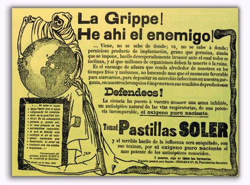 Anuncio de pastillas contra la gripe publicado en El Norte de Castilla. 