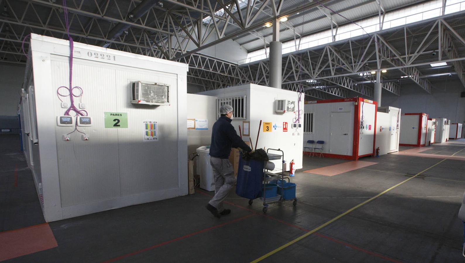 Instalaciones sanitarias habilitadas en el recinto de la Feria de Valladolid para atender a pacientes del coronavirus. 