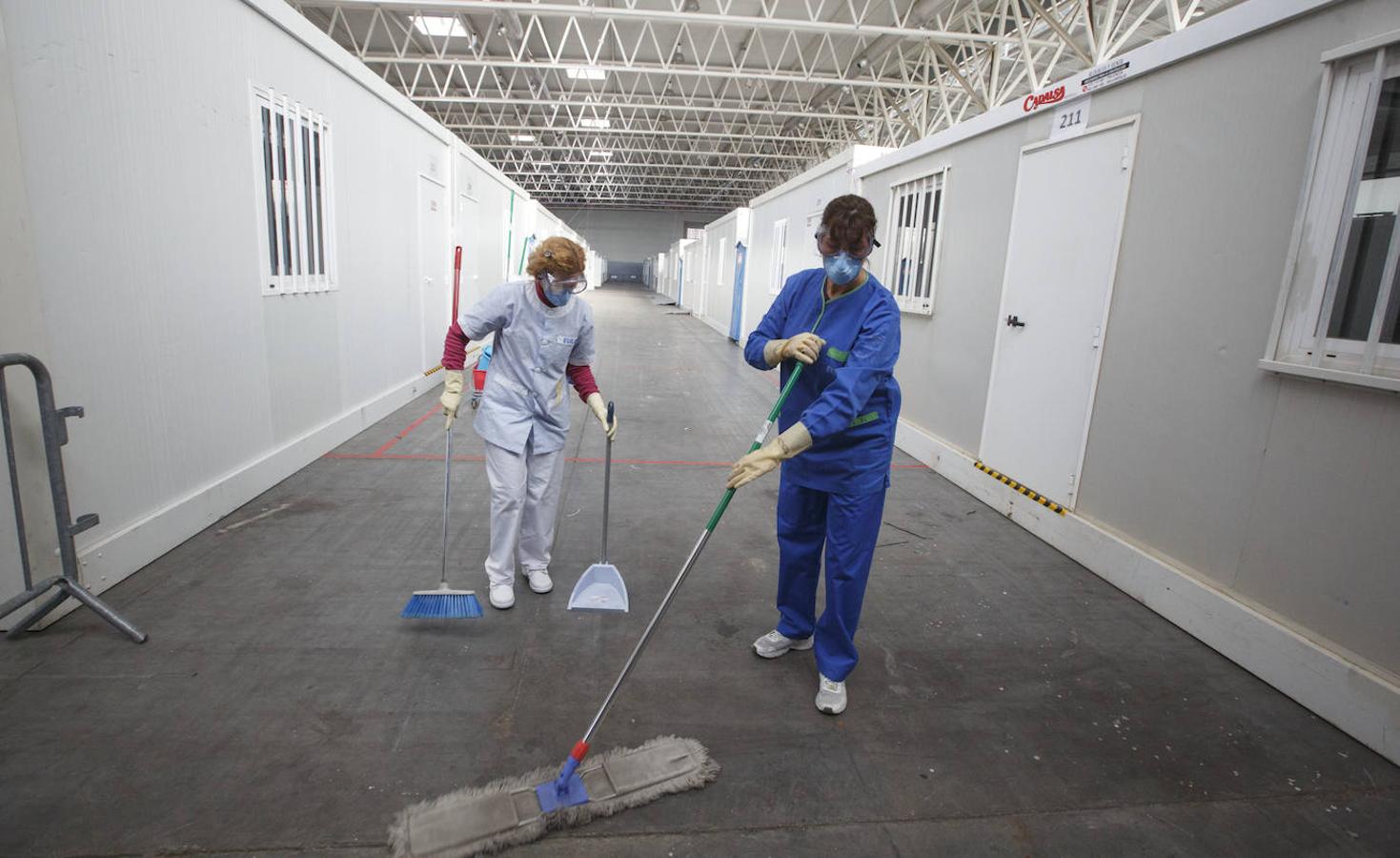 Instalaciones sanitarias habilitadas en el recinto de la Feria de Valladolid para atender a pacientes del coronavirus. 