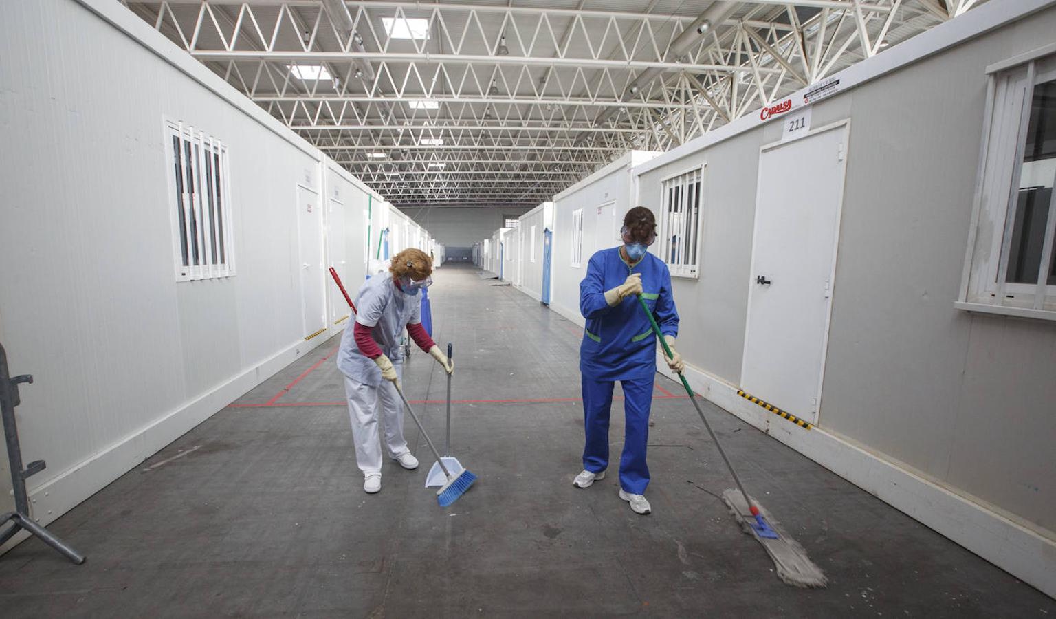 Instalaciones sanitarias habilitadas en el recinto de la Feria de Valladolid para atender a pacientes del coronavirus. 