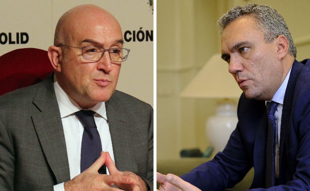 De i a d; el consejero de Agricultura, Jesús J. Carnero y Javier Izquierdo, delegado del Gobierno.