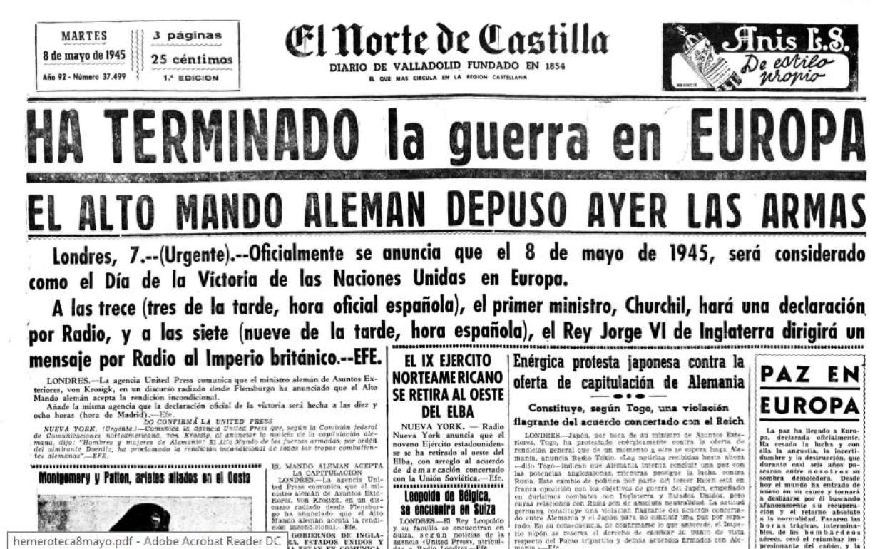 Hemeroteca: así contó El Norte el final de la II Guerra Mundial en 1945 |  El Norte de Castilla