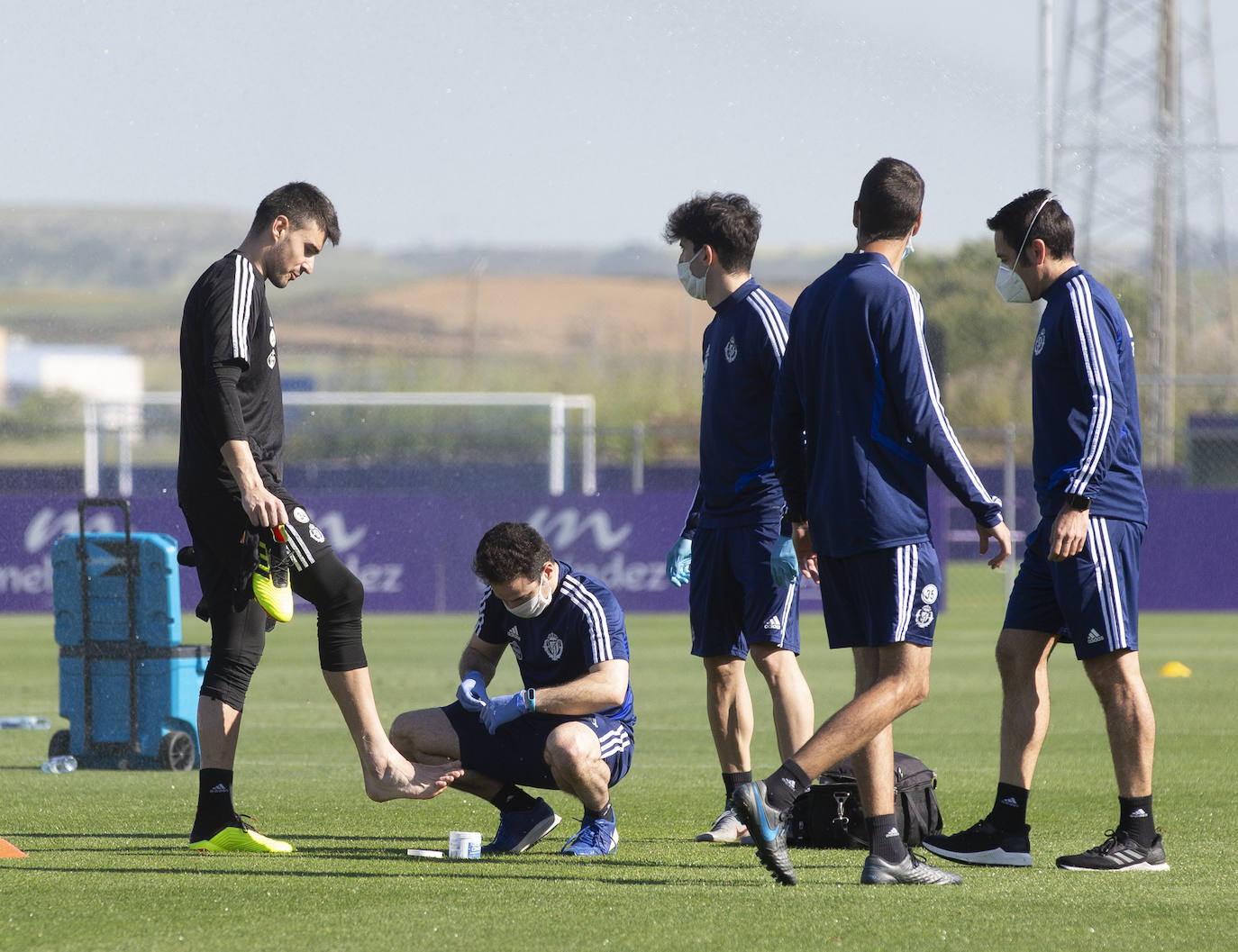 La plantilla de Sergio González se ha ejercitado esta mañana en las instalaciones del Pucela. 