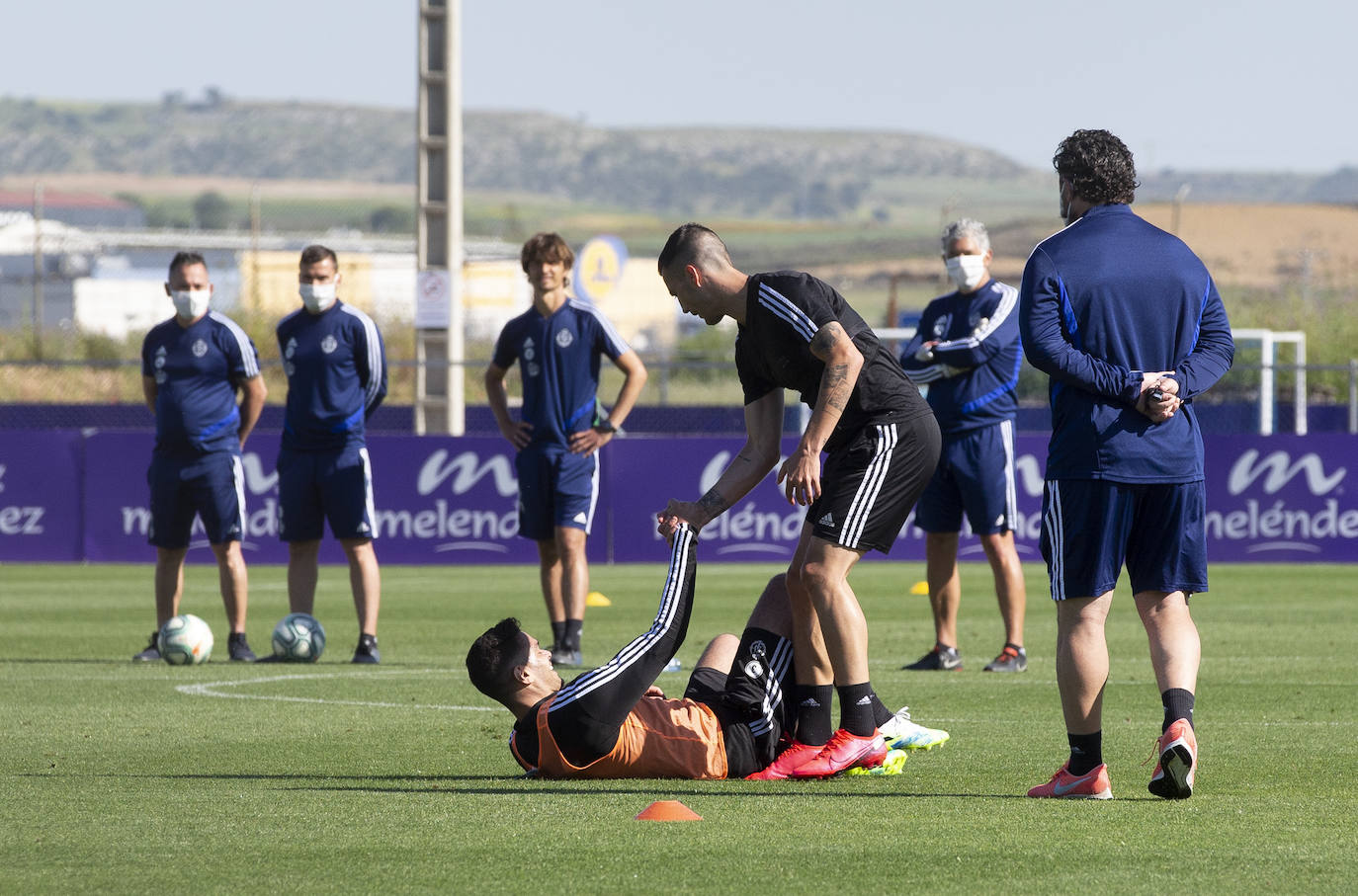La plantilla de Sergio González se ha ejercitado esta mañana en las instalaciones del Pucela. 