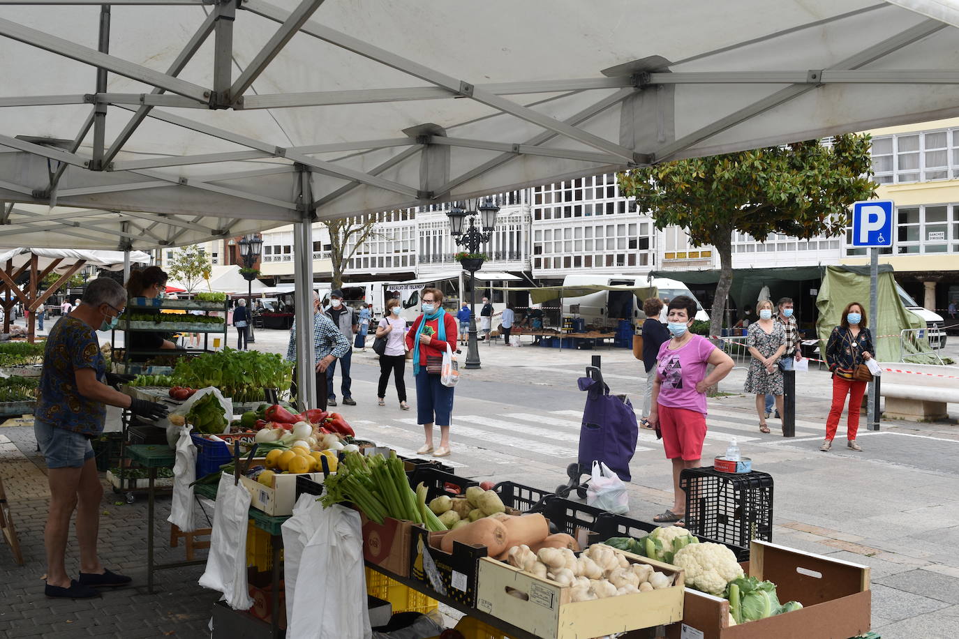 Mercadillo en la plaza España de Aguilar.