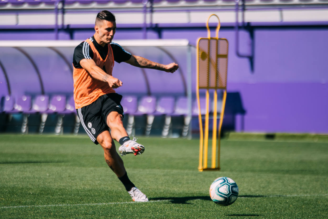 Los jugadores del Pucela se han ejercitado hoy en las instalaciones del Real Valladolid. 