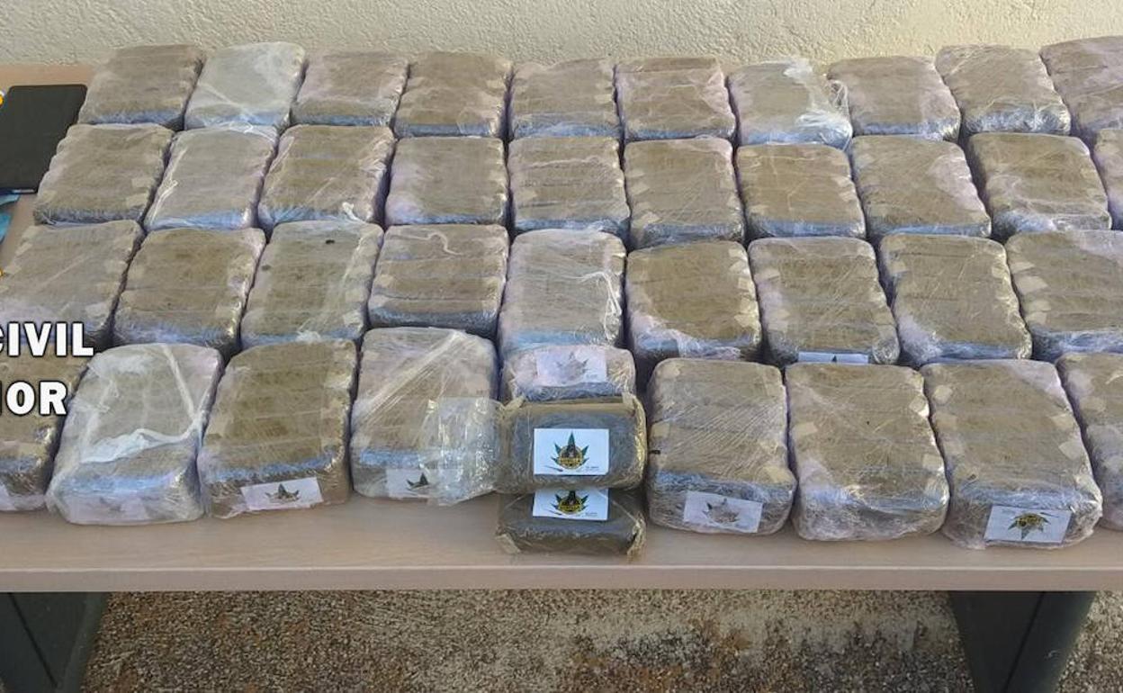 Paquetes de droga interceptados por la Guardia Civil.