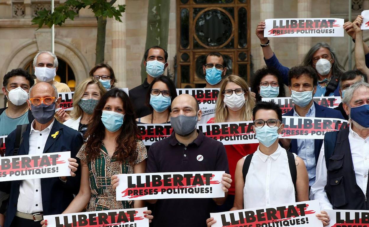 Protesta para reclamar la libertad de los líderes independentistas presos. 