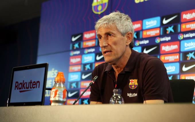 Quique Setién, entrenador del Barça, en conferencia de prensa. 