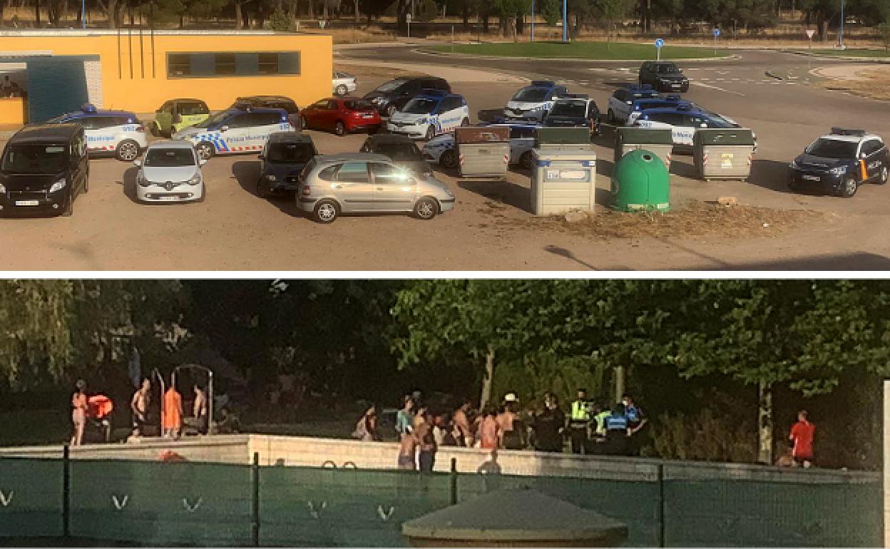 Patrullas a las puertas de la piscina y la intervención policial. 