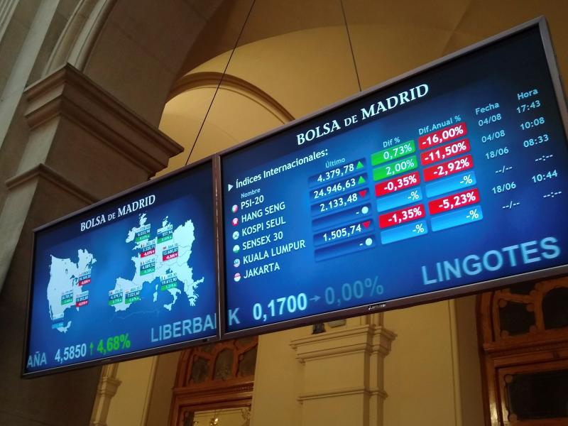 Paneles de la Bolsa de Madrid 