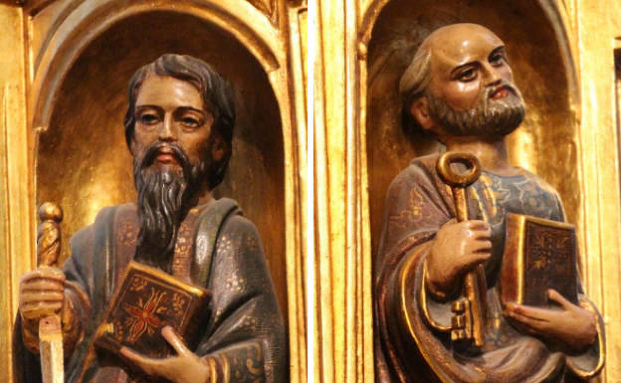 Las dos piezas arrancadas y robadas del sagrario de la iglesia de Riaza representan a San Pedro y San Pablo. 