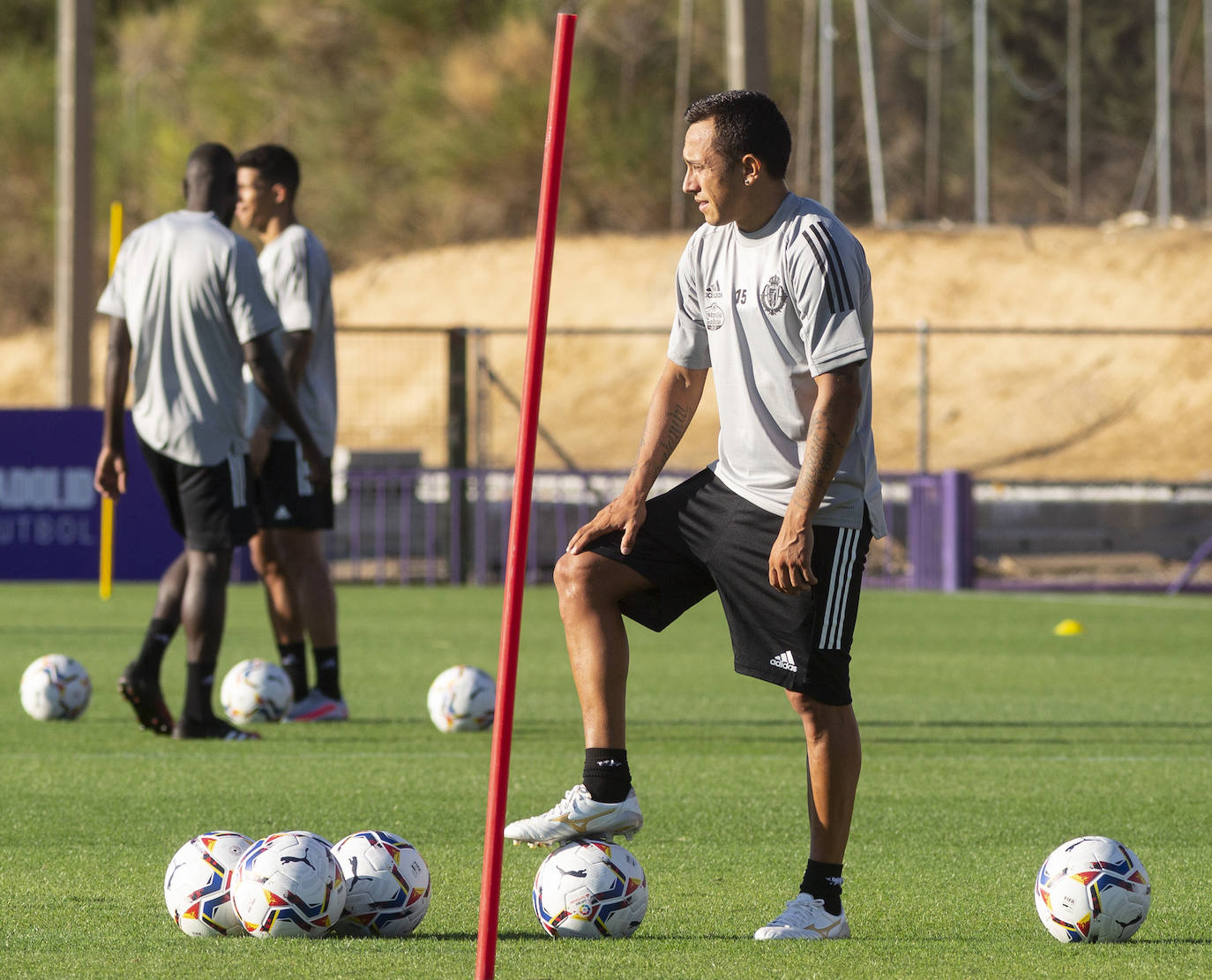 La plantilla del Real Valladolid ha entrenado esta mañana en los Anexos del estadio José Zorrilla. 