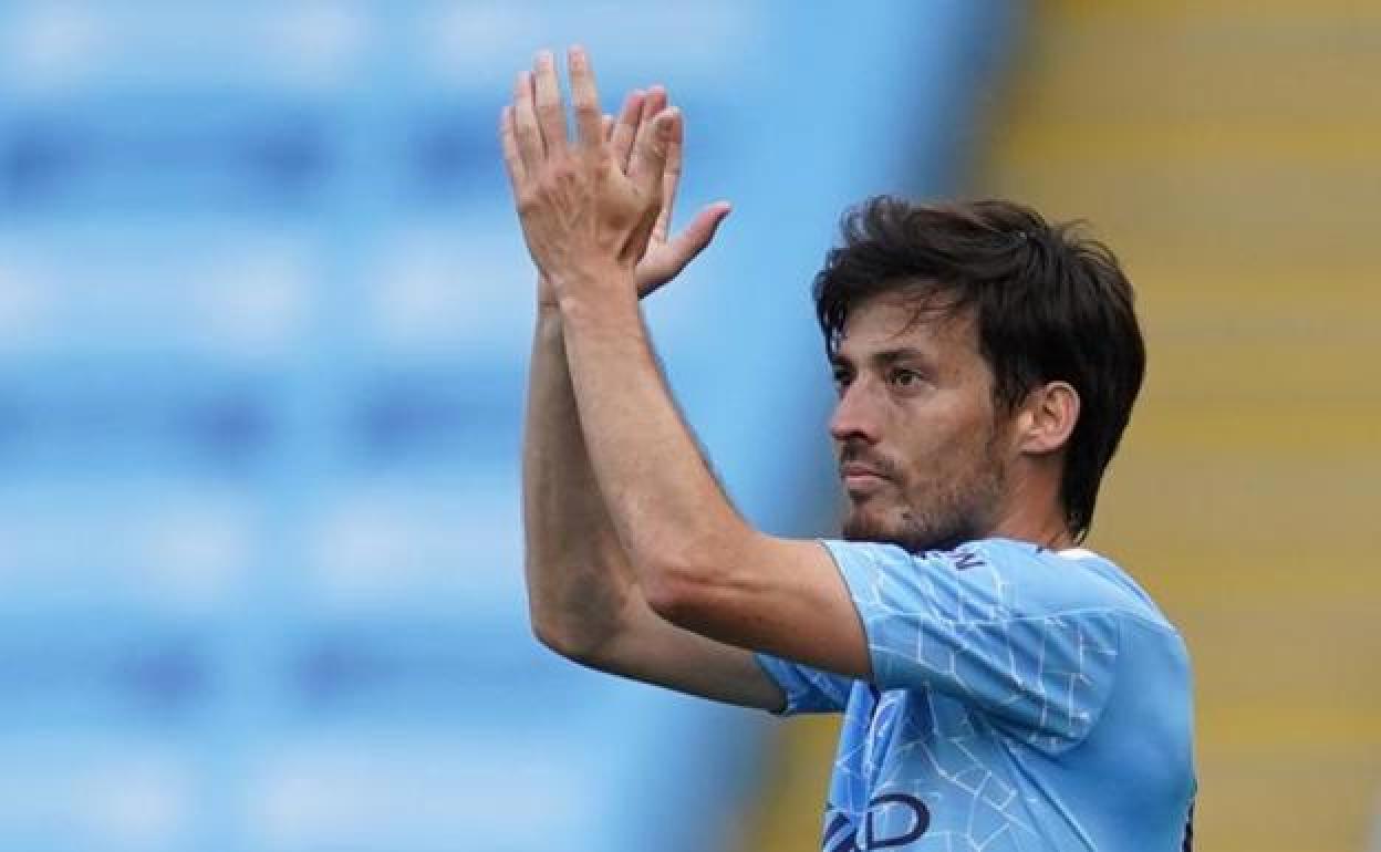 David Silva en su último partido con el Manchester City.