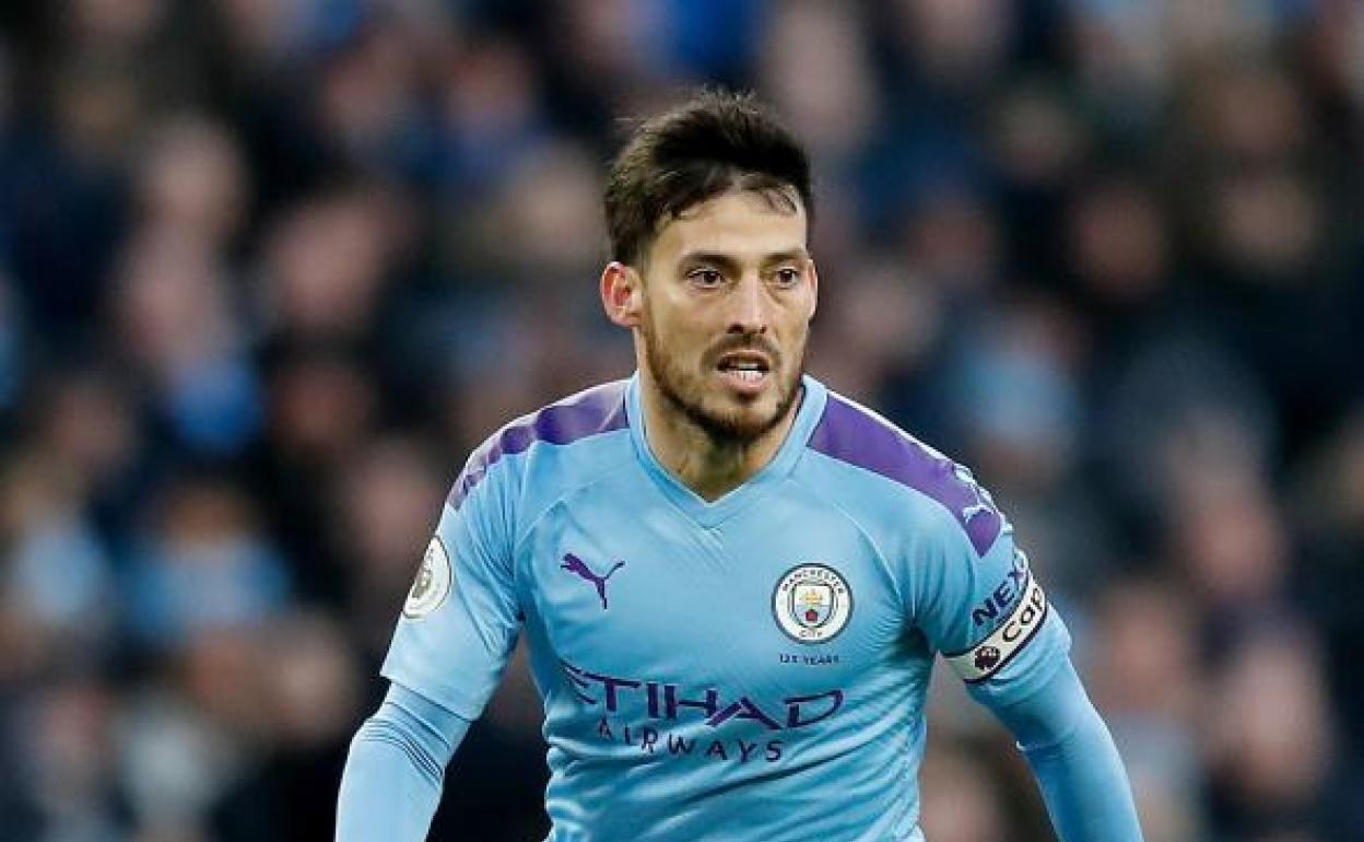 David Silva, durante un partido con el Manchester City. 