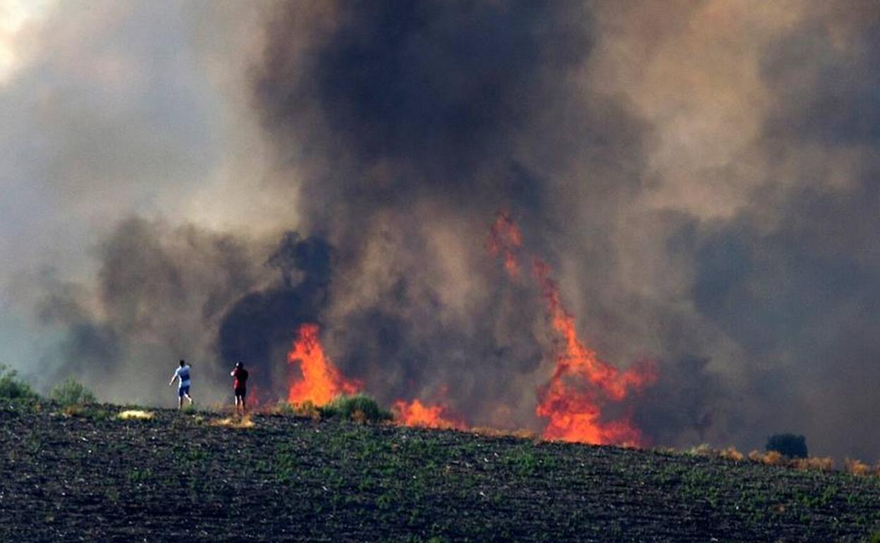 Imagen del incendio de Lober (Zamora) el pasado domingo. 