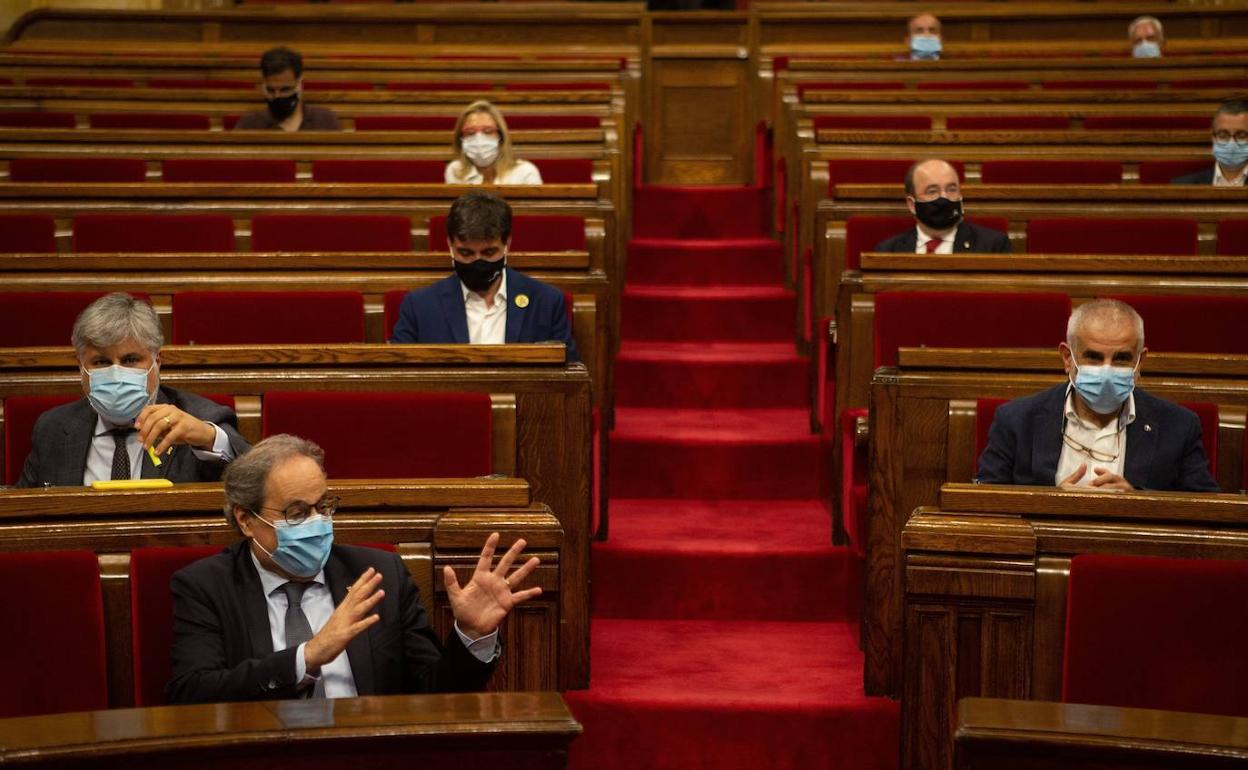 El presidente de la Generalitar, Joaquim Torra, en el Parlamento catalán.