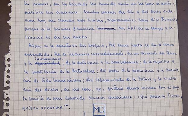 Última página manuscrita del discurso. 