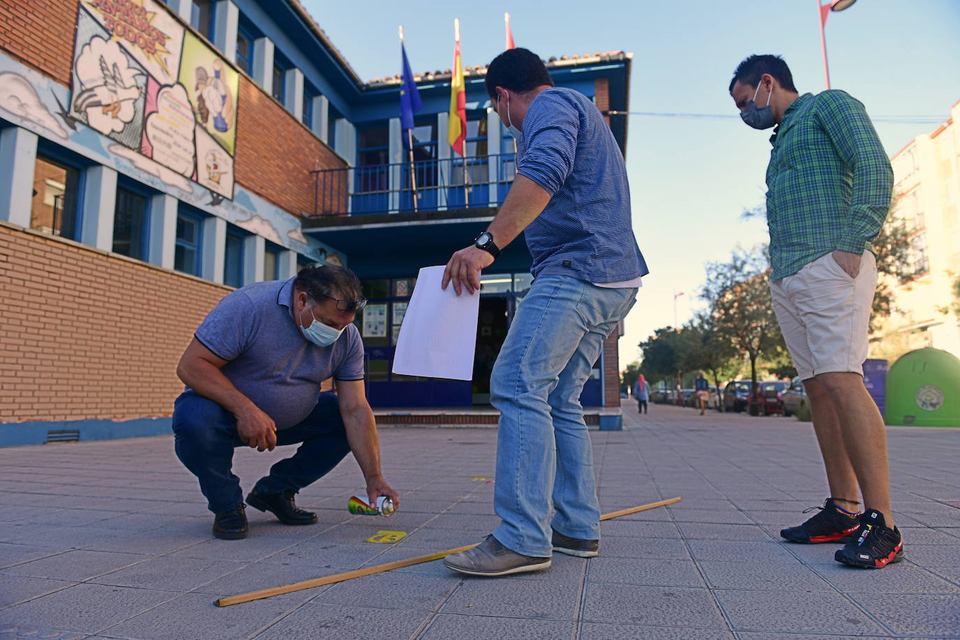 Primer día de clases en el Colegio Cristóbal Colón de Valladolid.