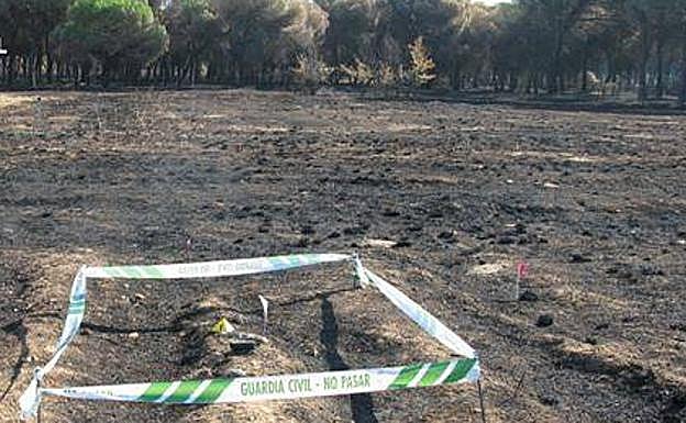 Punto donde se inició el fuego forestal.