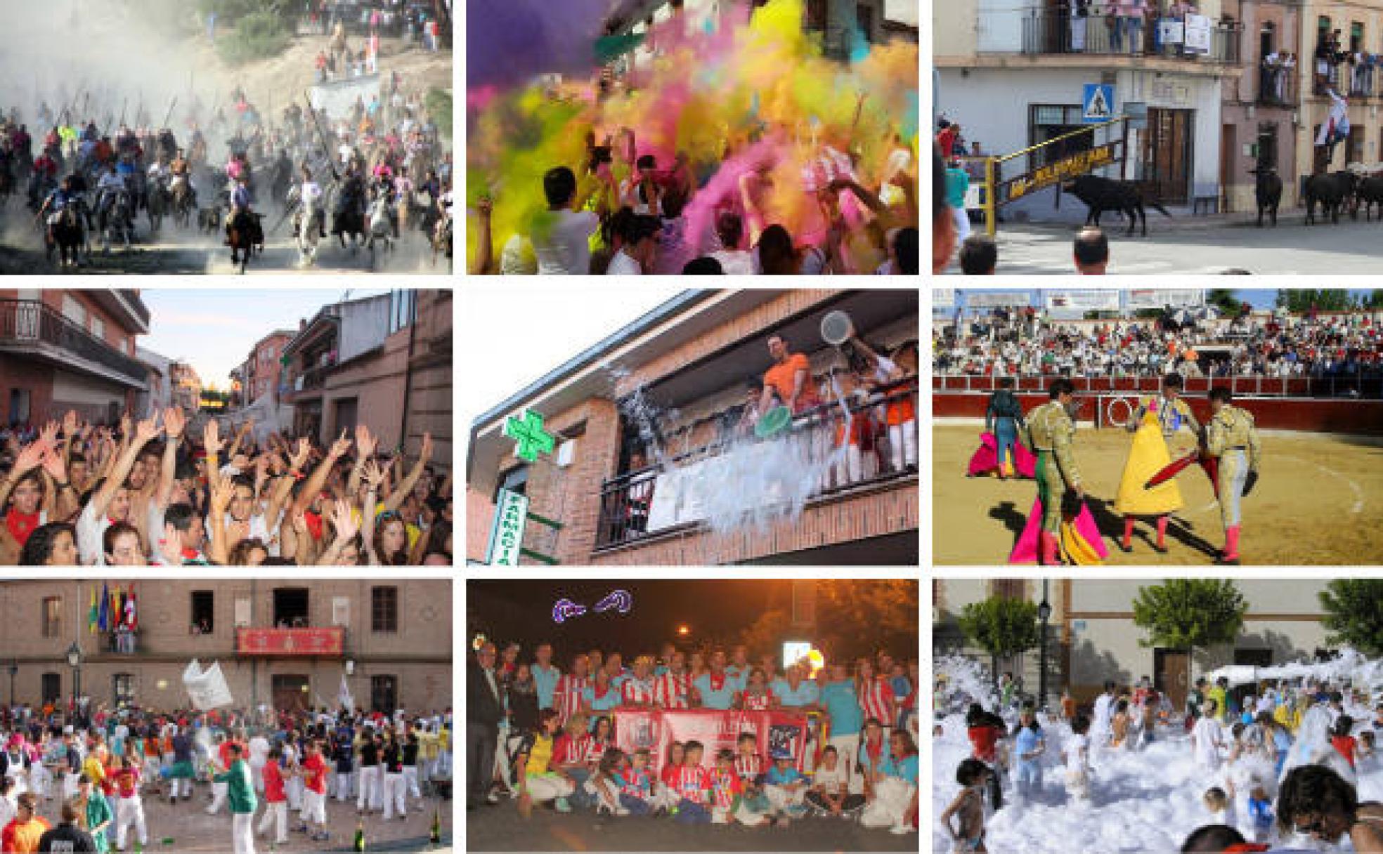 Collage de estampas tradicionales y de recuerdos de las fiestas de Nava de la Asunción de los últimos años. 