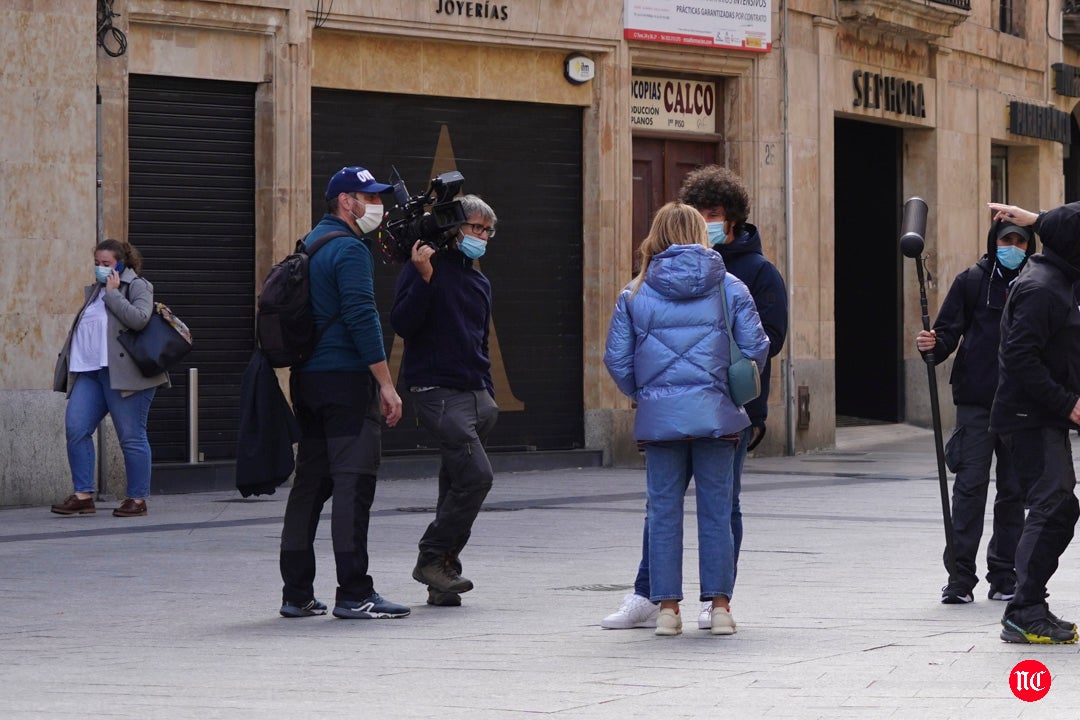 Momento del rodaje de Rutas Bizarras en Salamanca