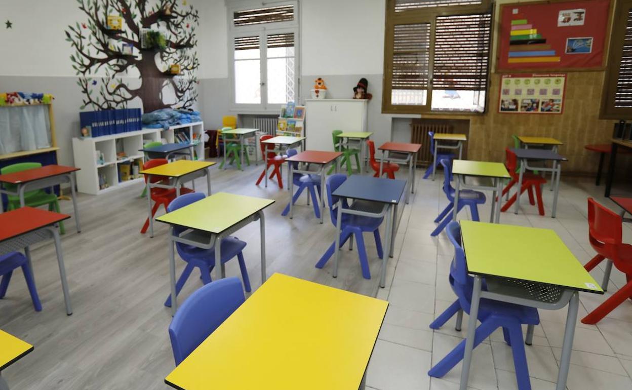 Un aula de Infantil, preparado para el inicio escolar.