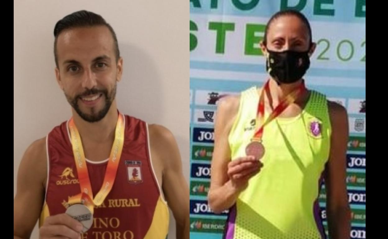 Jesús Galache y Pilar García, con sus medallas. 