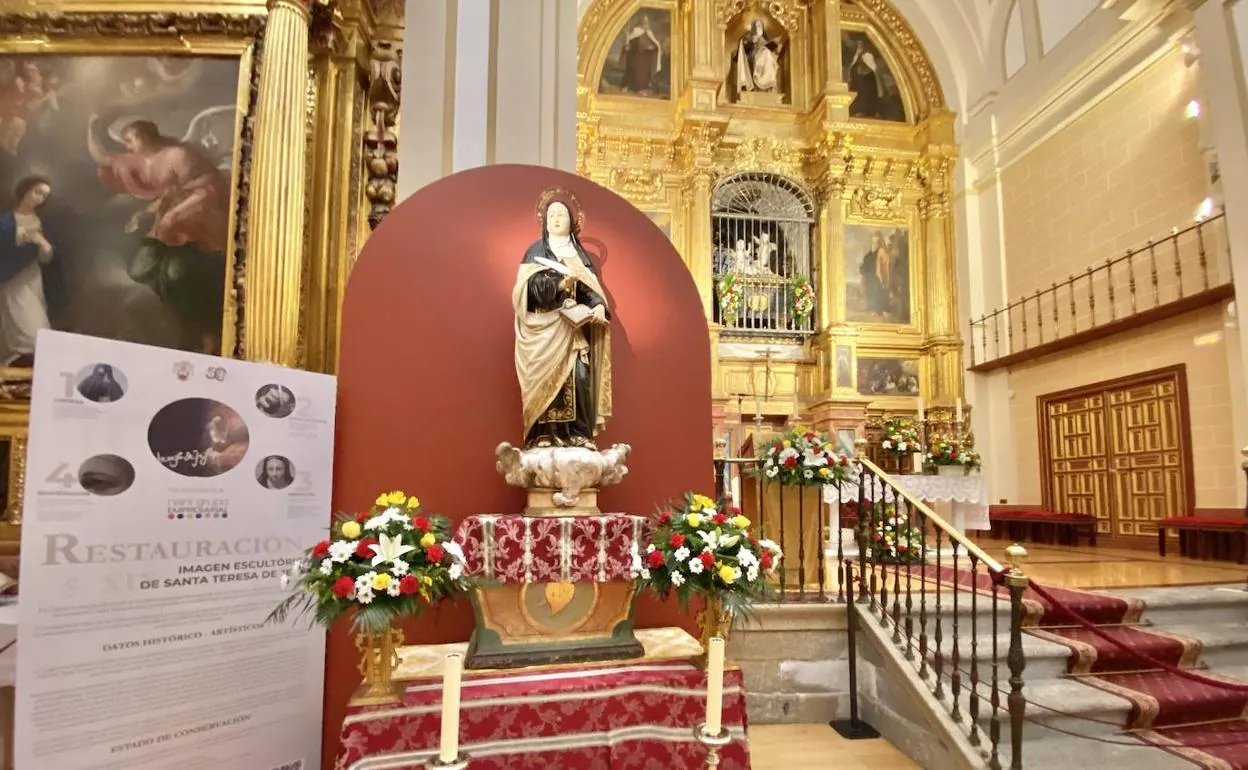 Talla restaurada y expuesta en la iglesia de las Carmelitas Descalzas
