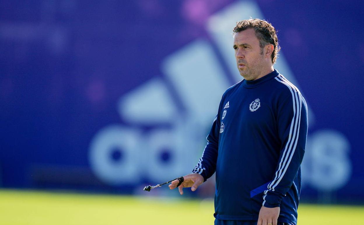 Sergio González, durante una sesión de entrenamiento con el Real Valladolid