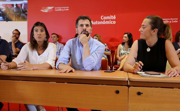 Ana Sánchez, Luis Tudanca y Virginia Barcones, en una ejecutiva socialista.