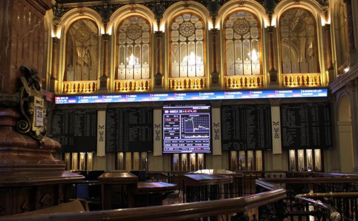 Vista interior de la Bolsa de Madrid, en una de las sesiones de los últimos días. 