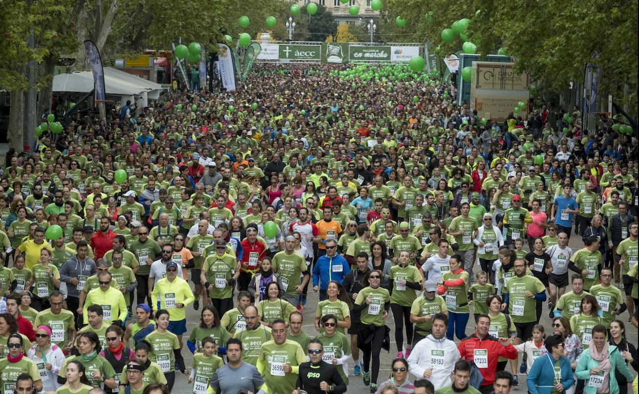 Marcha contra el cáncer en Valladolid en la pasada edición. 