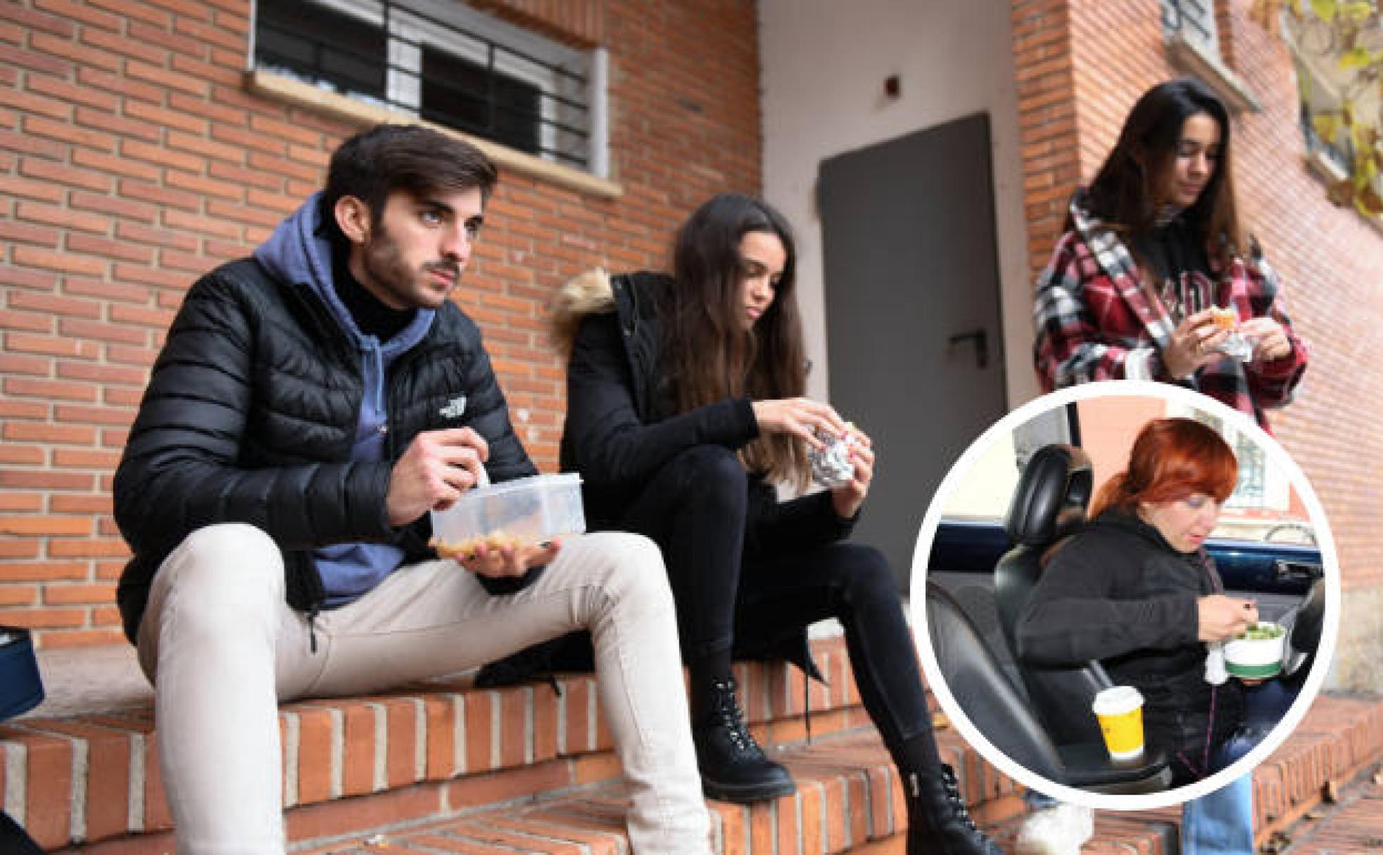 El cierre de la hostelería traslada la comida de estudiantes y trabajadores a parques y plazas. 