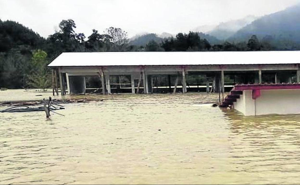 Escuela arrasada por el huracán. 