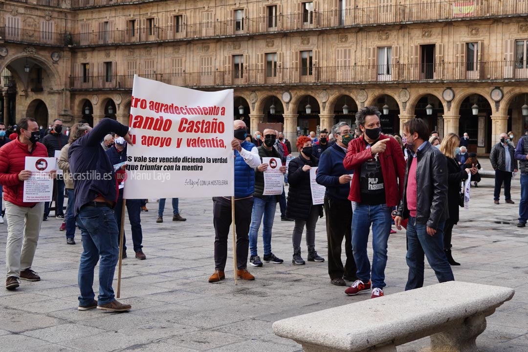 Concentración de autónomos en la Plaza Mayor de Salamanca