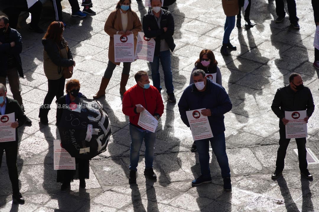 Concentración de autónomos en la Plaza Mayor de Salamanca