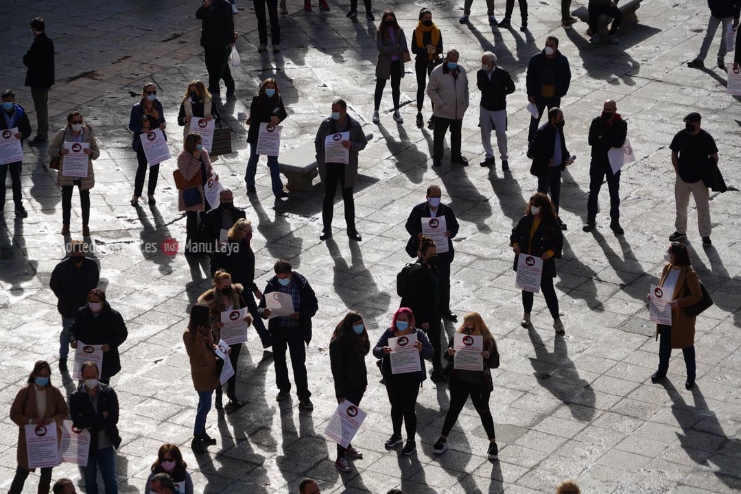 Concentración de autónomos en la Plaza Mayor de Salamanca