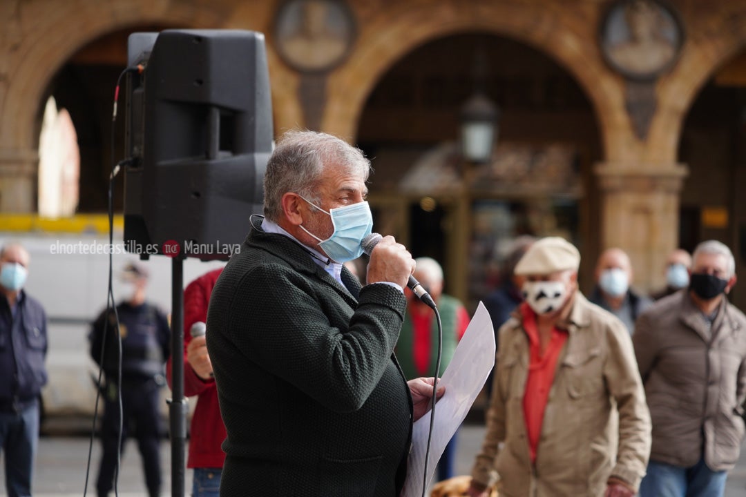 Concentración de autónomos en la Plaza Mayor de Salamanca