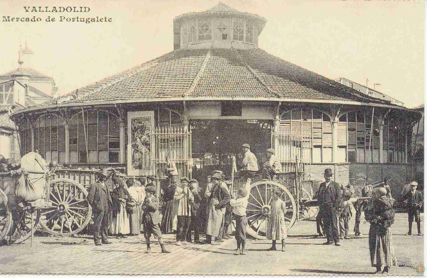 Mercado de Portugalete. Fue construido en 1881 bajo la alcaldía de Miguel Íscar, para satisfacer las necesidades de una población vallisoletana en expansión y atender a las demandas de los propios comerciantes, precisados de alojamientos funcionales para sus negocios