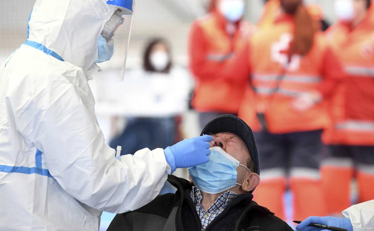 Una persona se somete a un test de antígenos. 