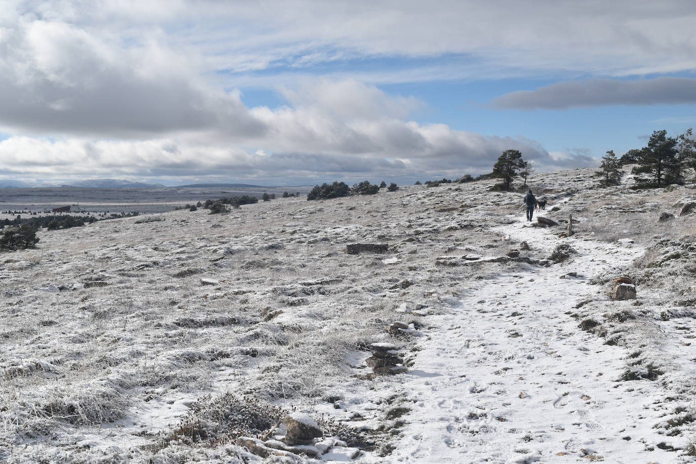 La borrasca Dora provoca las primeras nevadas en la zona norte de Palencia.