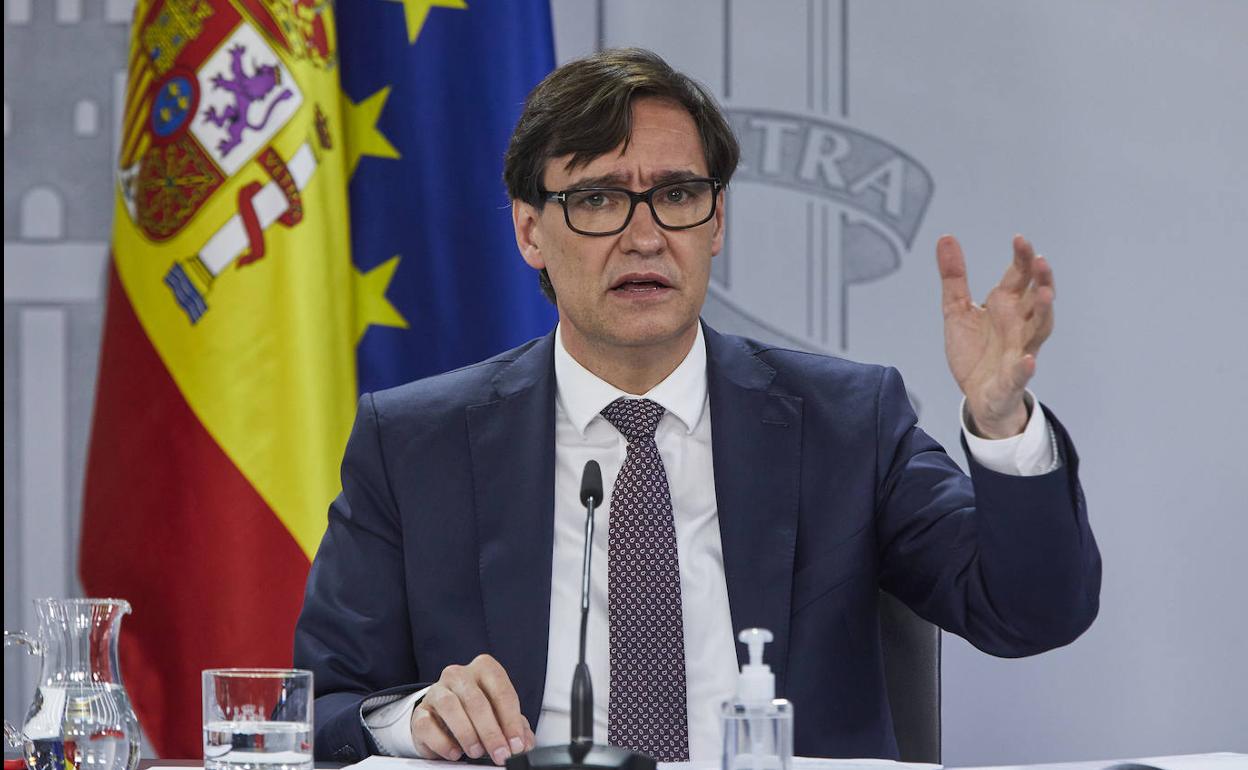 Salvador Illa, en la rueda de prensa posterior al Consejo Interterritorial de Salud de esta tarde. 