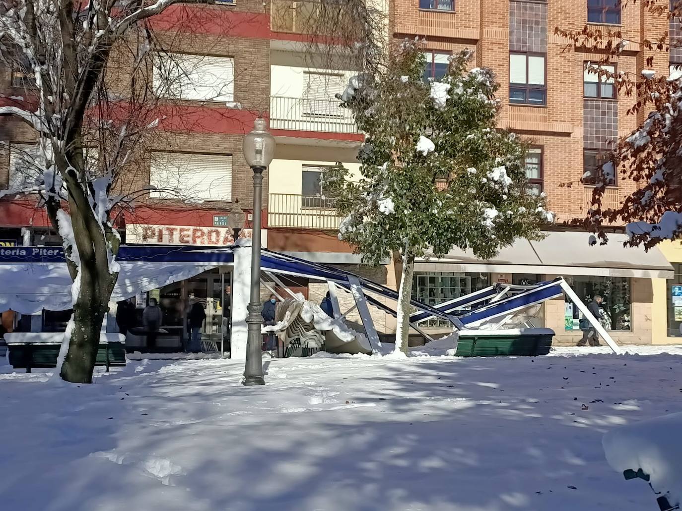 Las intensas nevadas dañan dos carpas del muincipio guardense.