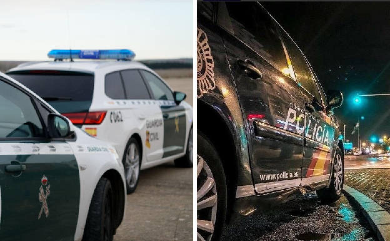 Coches de Guardia Civil y Policía Nacional.