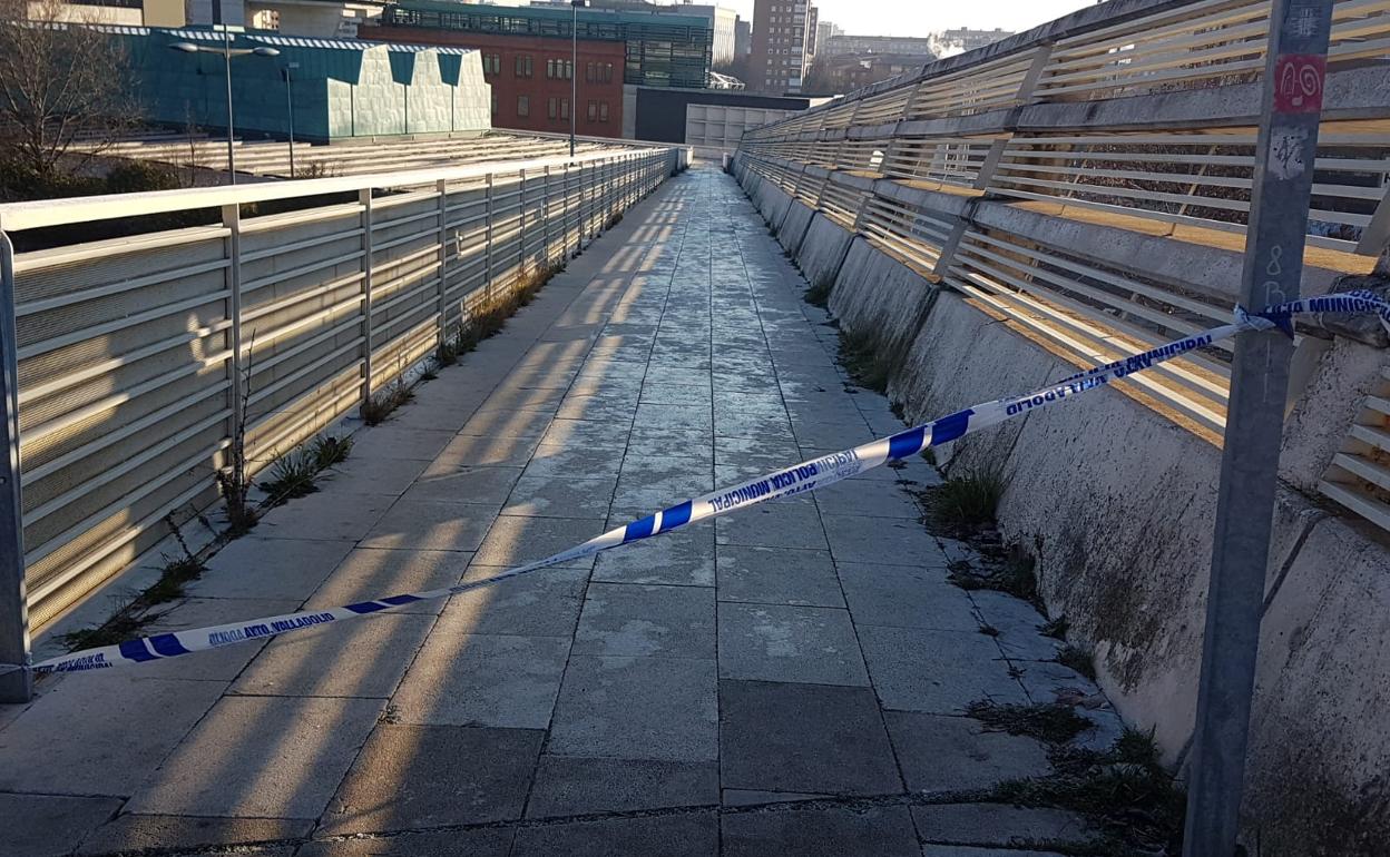 Pasarela del Museo de la Ciencia de Valladolid, esta mañana. 