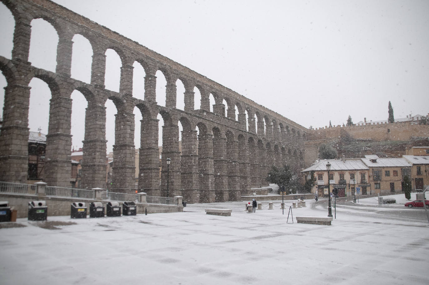 Nevada de este viernes en Segovia capital.