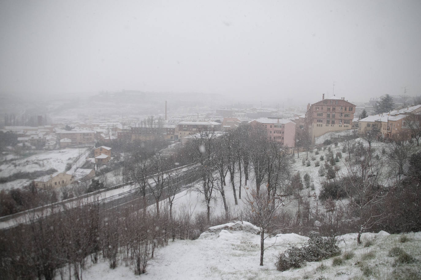 Nevada de este viernes en Segovia capital.