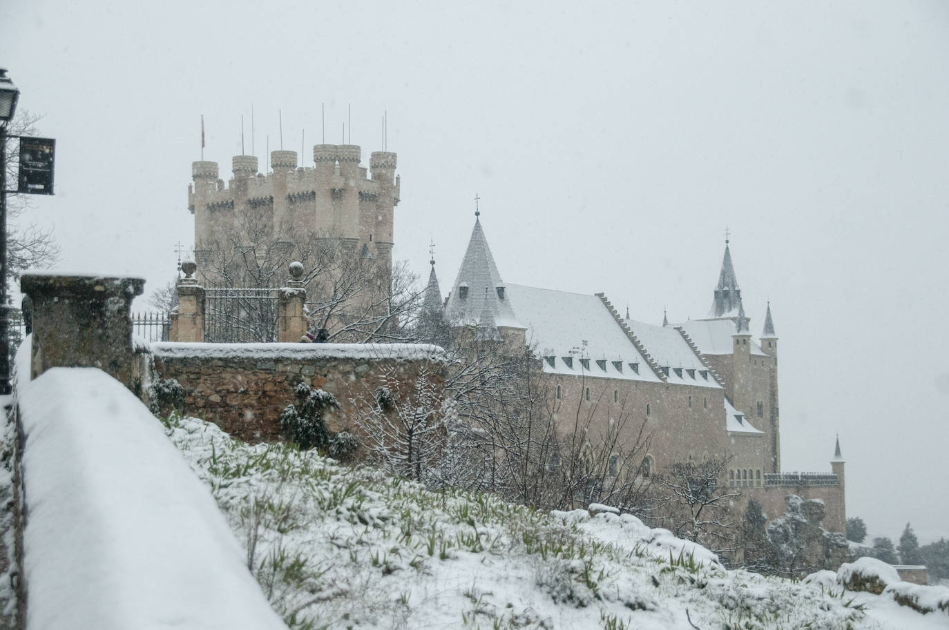 Nevada de este viernes en Segovia capital.